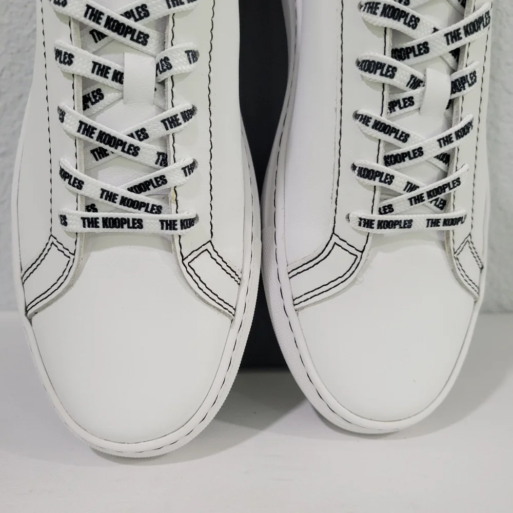 The Kooples Men Low Sneakers White Leather Mens Size 8 /Women 9.5 NEW